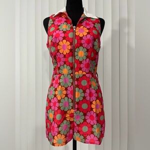 SUGAR THRILLZ Groove With Me Daisy Floral Print Sleeveless Romper Shorts Size M